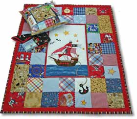 Quilt Patchwork Kinderdecke Seeräuber 4