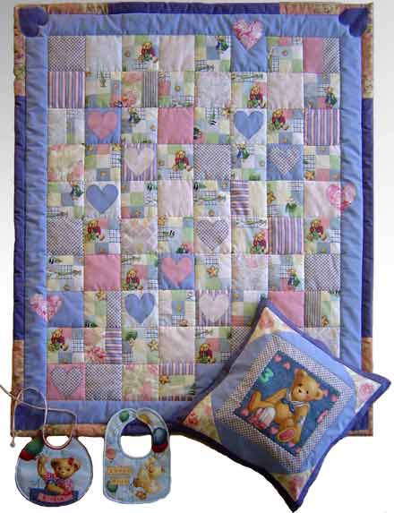 Quilt Patchwork Baybydecke Blue Jean Teddy