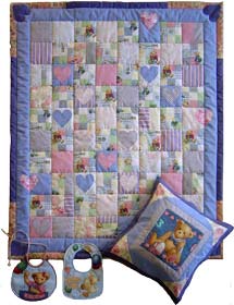 Quilt Patchwork Baybydecke Blue Jean Teddy Variation