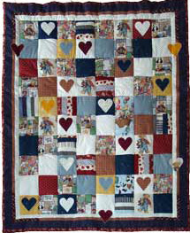 Quilt Patchwork Kinderdecke Blue Jean Teddy Variation