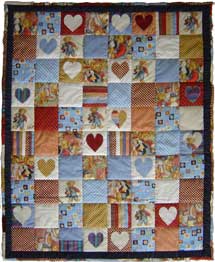 Quilt Patchwork Kinderdecke Blue Jean Teddy Variation