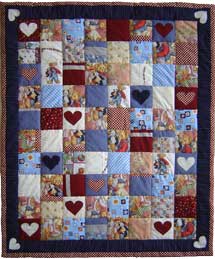 Quilt Patchwork Kinderdecke Blue Jean Teddy Variation