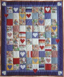 Quilt Patchwork Kinderdecke Blue Jean Teddy Variation