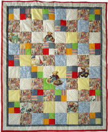 Quilt Patchwork Kinderdecke Blue Jean Teddy Variation