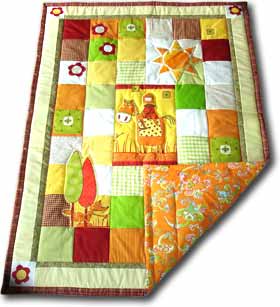 Quilt Patchwork Kinderdecke Ritter mit lieber Sonne